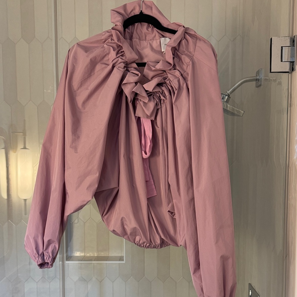 Elegant Pink Ruffle Blouse